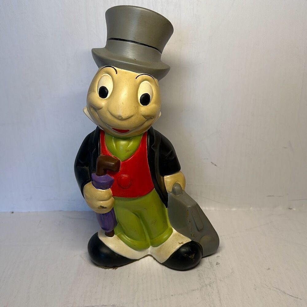 VTG‎ Walt Disney Jiminy Cricket Ceramic Statue Figure Hand Painted 9.5”